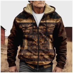 Men's Retro Winter Lined Zip Jacket
