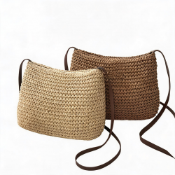 Handbag Bohemio Woven de Paja con Cremallera - Purse de Verano Minimalista