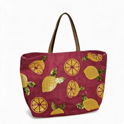 Handbag Playa Pie Lentejuelas Limón