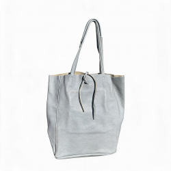 Handbag Leather Genuino Blue Hecho en Italia