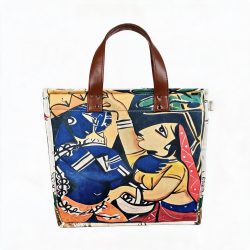 Handbag Large de Canvas Cubista Picasso Inspirado en Llave Arte Cierre con Cremallera 2 Asas