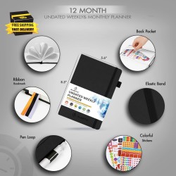 Undated Planner Weekly and Monthly Productivity Daily Planners Planner Calendar t