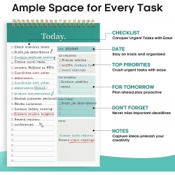 to Do List Notepad - to Do List Notebook for Work with 52 Sheets, 9. 8" X 6. 5", U