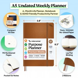 Purpose Planner Notebook A5 5. 8”x8. 3” Undated Daily Weekly and Monthly P