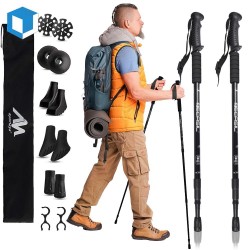 26" Hiking Walking Sticks Trekking Poles Adjustable Lightweight Anti-Shock