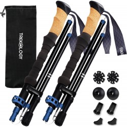 Cork Grip Trekking Poles – Lightweight Folding Hiking Poles Adjustable