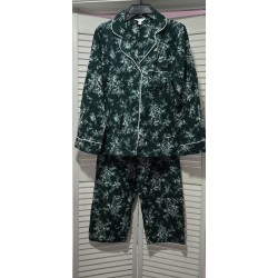 Women's 2-Pc Size Medium Cotton Flannel Pajamas Set Green