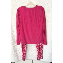 Conjunto de Pajamas Pantalón Pajamas Rojo Rosa Corazones GRANDE