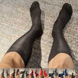 Men Stripes Ultra Thin Dress Socks Sheer Tube Style for Formal Occasions