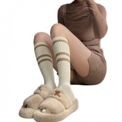 Fashion Womens Vintage Striped Print Long Socks Harajuku College Style Ladies Girls Ribbed Knitting Calf Length Stocking