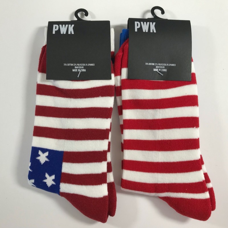 July 4th USA Knit Socks Size L Crew Happy Birthday America American AF/ 2 Pair