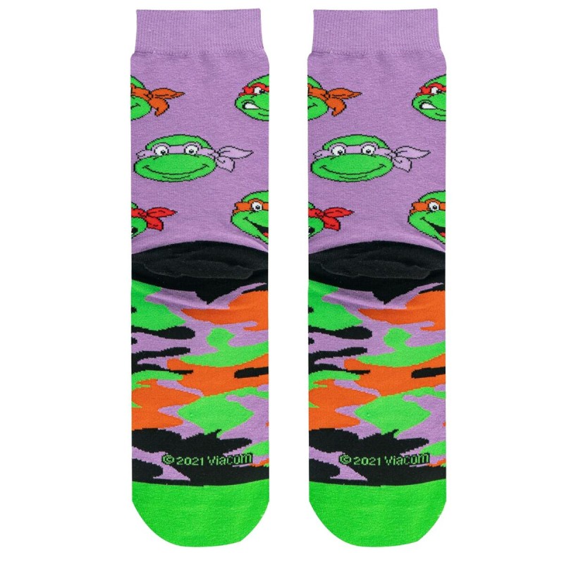 ODD SOX Men's Crew Socks - Turtle Camo (TMNT)-(UK 6-12 | EU 40-46)