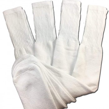 4 Pairs Mens White Tube Socks Big and Tall Extra Long Thick Cotton - 28 Inches