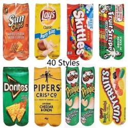 Funny Unisex Men Art Socks Women Printing Potato Chips Knee High Socks Cotton Art Long Socks for Men