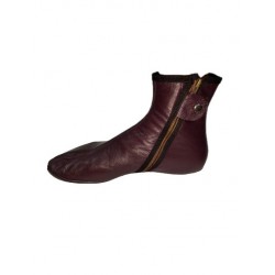 Burgundy Leather Winter Socks Slippers Islam Mest Feet Warmer & Halal Slippers