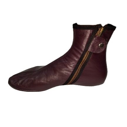 Burgundy Leather Winter Socks Slippers Islam Mest Feet Warmer & Halal Slippers