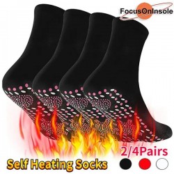 FocusOnInsole 1/2/4Pairs Tourmaline Socks Relief Pain Cotton Magnetic Therapy Foot Care Feet Comfort Self Heating Socks (one size for 36-45)