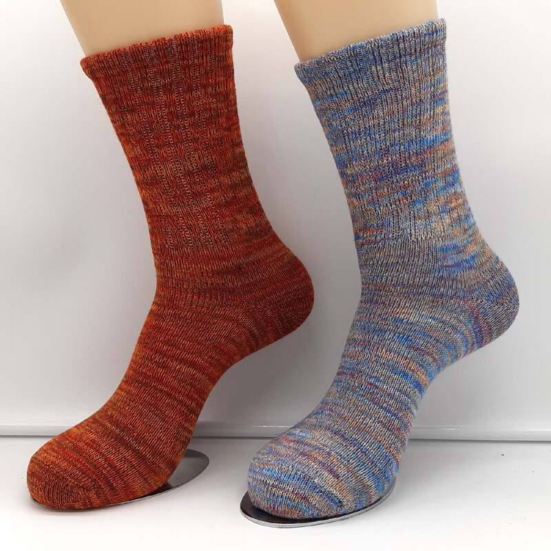 2 pairs of colorful warm men's winter bamboo socks blue melange/red melange 39-46