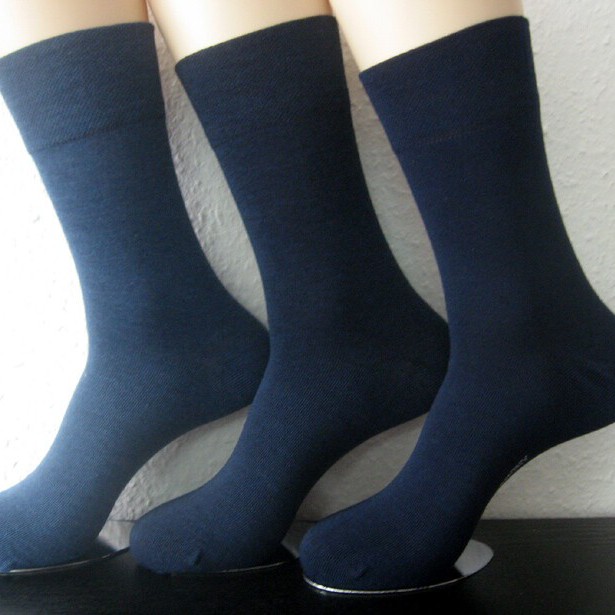 3 Pairs of Men's Socks without Elastic with lots of cotton wide soft edge 3 shades of blue