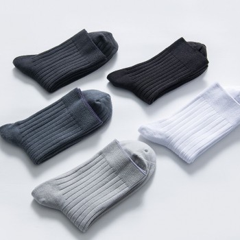 5 Pairs Mens Socks Lot 100% Cotton Casual Business Classic Stripes Dress Socks
