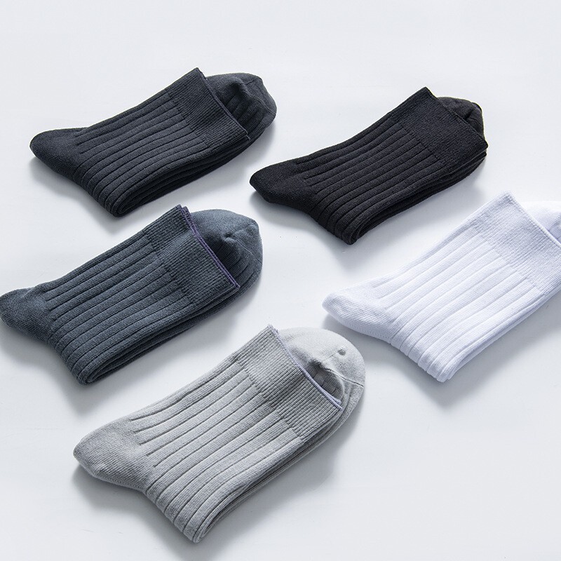 5 Pairs Mens Socks Lot 100% Cotton Casual Business Classic Stripes Dress Socks