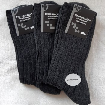 3 Pair MH Terrycloth Sole Socks With Comfort Band 100% Cotton Anthracite 39, 46