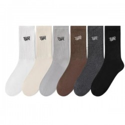 Men's Athletic Socks Mid-Calf Letter Print Moisture Wicking Anti-Odor Black White