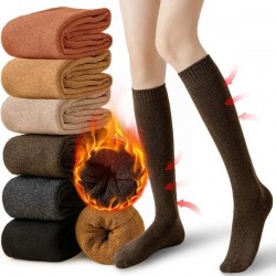 Autumn and Winter Warm High Socks for Women,Stocking Boot Leg Warmer Long Socks Elastic Socking-Thermal Cotton Socks for