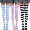 Women Girl Over the Knee Thigh High Striped Socks Stockings