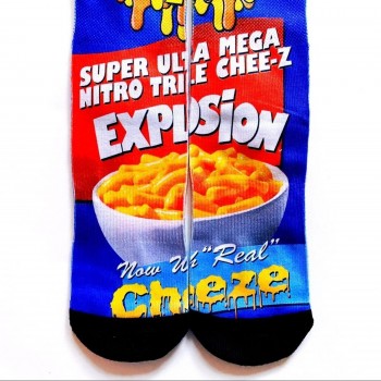 Odd Sox Mac N Cheese Crew Socks Mens Womens Chee-Z Food Novelty Graphic Blue