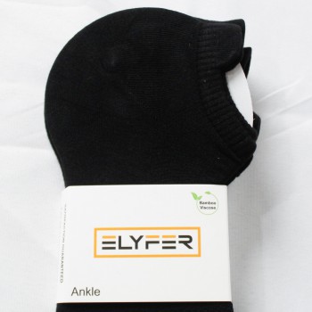 Elyfer Unisex 4-Pack Thin Bamboo Crew Length Ankle Socks DH3 Black 8-10 NWT