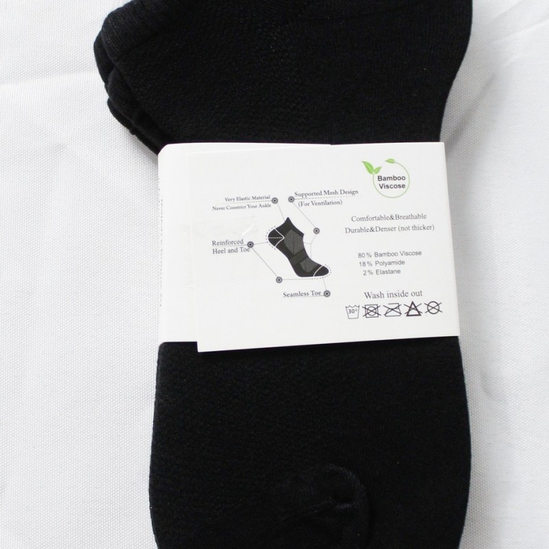 Elyfer Unisex 4-Pack Thin Bamboo Crew Length Ankle Socks DH3 Black 8-10 NWT