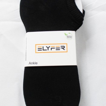 Elyfer Unisex 4-Pack Thin Bamboo Crew Length Ankle Socks DH3 Black 8-10 NWT