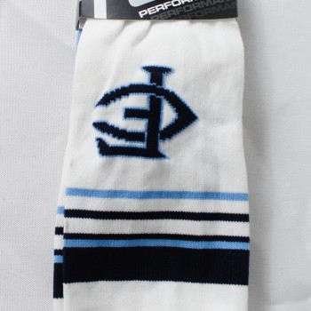TCK Unisex Arch Compression Baseball Crew Socks DH3 White/Blue Small NWT