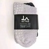 Women's Warm Fuzzy Grip Socks - LA Active - 2 Pairs Black/Grey - Non-Slip UK 4-8