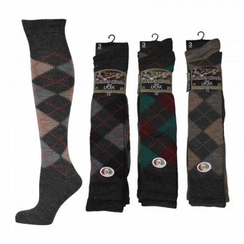 12 Pairs Premium Wool Knee High Socks Mens, Argyle Boot Socks Mens UK 6-11