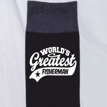 Greatest Fisherman Men's Black Socks Novelty Birthday Fathers Day Gift