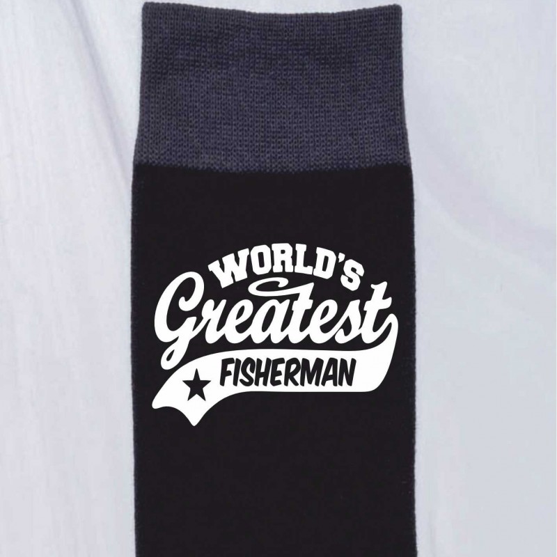 Greatest Fisherman Men's Black Socks Novelty Birthday Fathers Day Gift