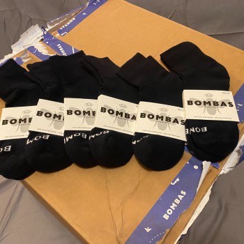 [6 pack] Bombas Classic Marl Quarter - Navy Socks Medium