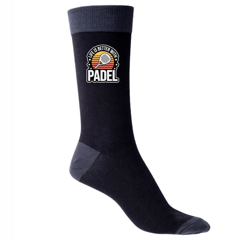 Father's Day Padel Life Is Better Men's Black Socks Fun Birthday