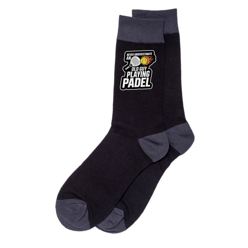 Padel Never Underestimate Old Guy Men's Black Socks Fun Father's Day