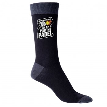Padel Never Underestimate Old Guy Men's Black Socks Fun Father's Day
