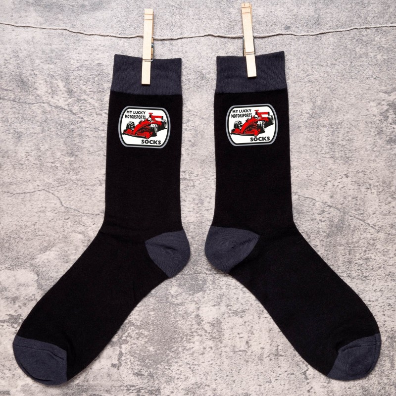 My Lucky Motorsports Men's Black Socks Fun Father's Day Gift