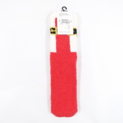 CLUB ROOM SANTA CLAUS PRINT RED CHRISTMAS HOLIDAYS GRAPHIC FUZZY CREW SOCKS NEW