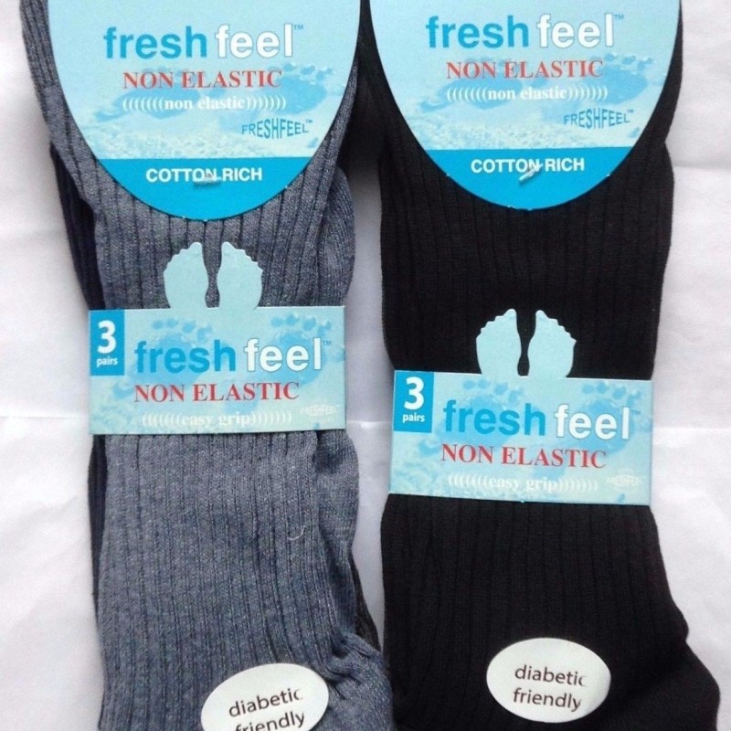 6 PAIRS MENS NON ELASTIC DIABETIC RICH COTTON EASY GRIP ANTIBACTERIAL SOCKS