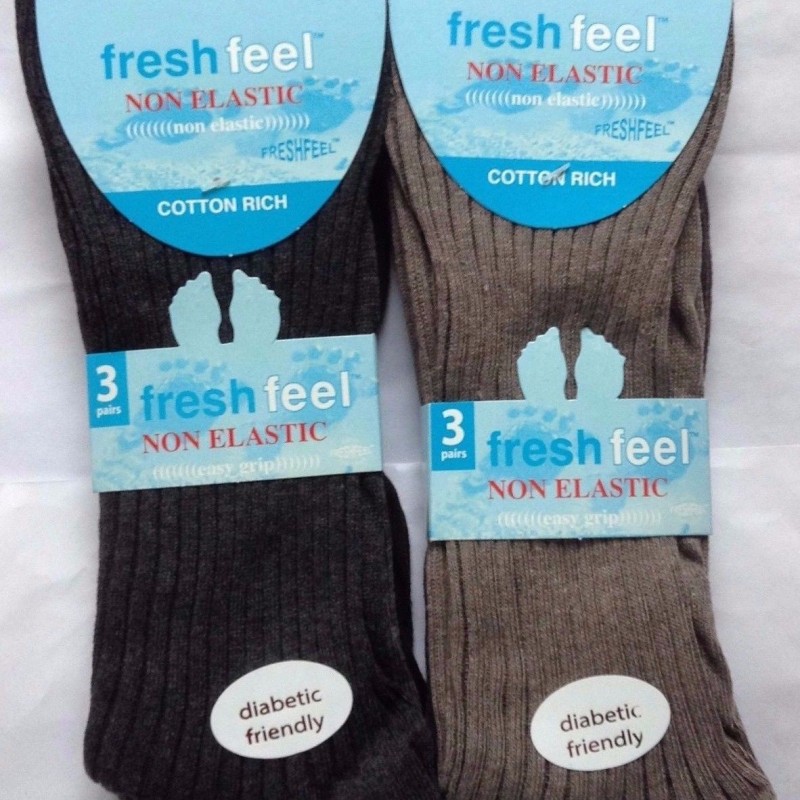 6 PAIRS MENS NON ELASTIC DIABETIC RICH COTTON EASY GRIP ANTIBACTERIAL SOCKS