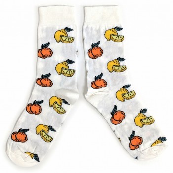 MENS ORANGES AND LEMONS FRUITY WHITE SOCKS UK 6-11 / EUR 39-45/ US 7-12