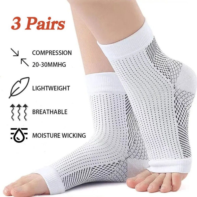 3 Pack Ankle Brace Compression Sleeve 15-20 mmHg Open Toe Сompression Socks
