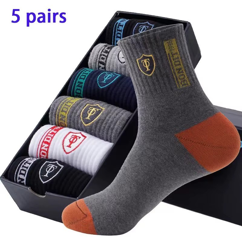 5 Pairs Men’s Sports Socks – Breathable Sweat-Wicking Athletic Socks, Lightweigh