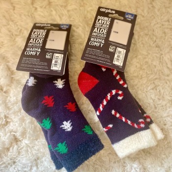 Airplus Mens Double Layer Cozy Socks Aloe Infused Warm Comfy 2 Pair Pack